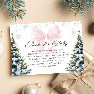 Winter Christmas Bow Baby Shower Books For Baby Enclosure Card