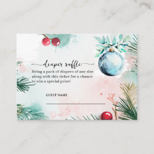 Winter Christmas Boy Baby Shower Diaper Raffle Enclosure Card