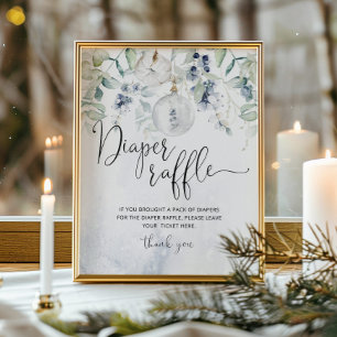 Winter Christmas bubble elegant diaper raffle Poster