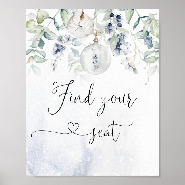 Winter Christmas bubble find your seat Poster (Front)