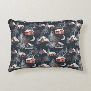 Winter Christmas Cabin Decorative Cushion