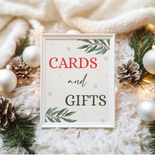 Winter Christmas Cards And Gifts Table Sign