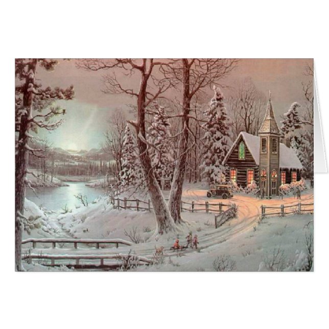 Winter Christmas Church Scene (Front Horizontal)