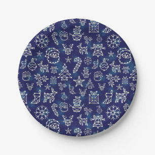 Winter Christmas Constellation Holiday Pattern Paper Plate