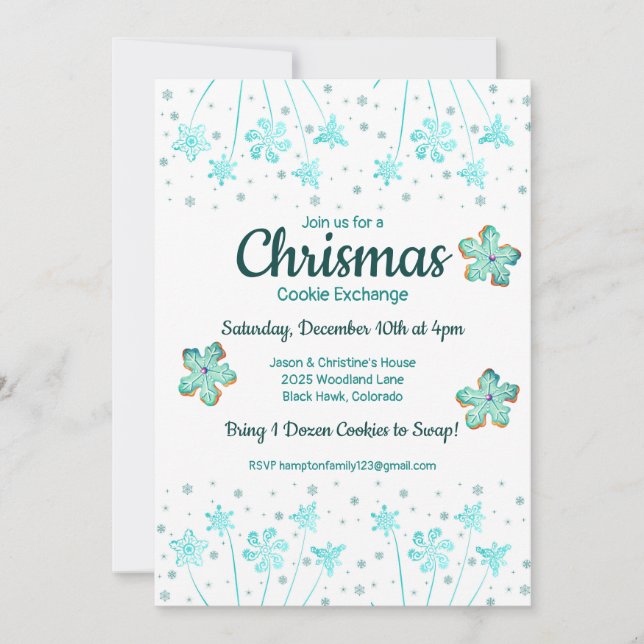 Winter Christmas Cookie Exchange Party Invitation (Front)