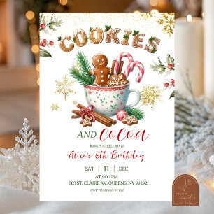 Winter Christmas Cookies and Cocoa Birthday Invitation