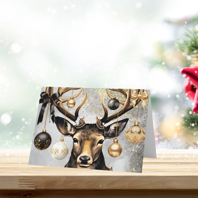 Winter Christmas Deer – Custom Christmas Card (Put a smile on a loved one's or a friends face by sending this awesome customizable Card Christmas C)