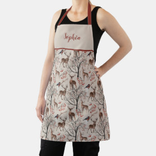 Winter Christmas Deer Pattern Apron