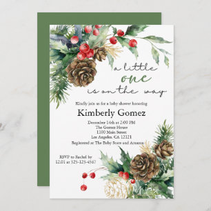 Winter Christmas Evergreen Baby Shower Invitation