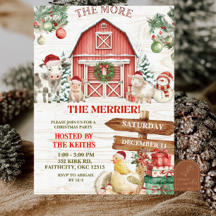Winter Christmas Farm Animal Holiday Party Invitation