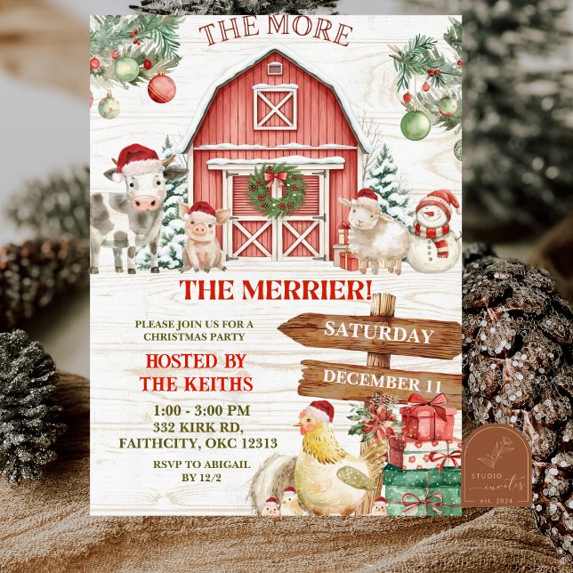 Winter Christmas Farm Animal Holiday Party Invitation (Creator Uploaded)