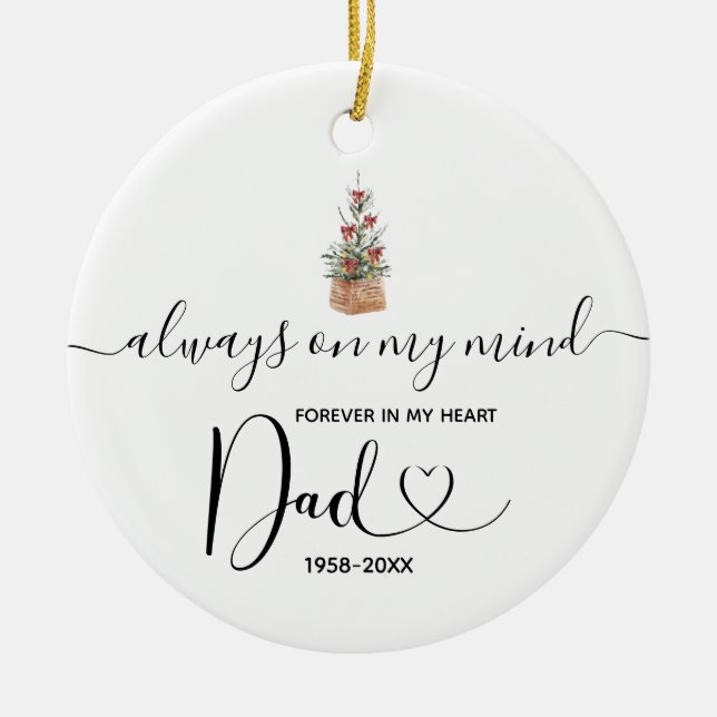 Winter Christmas Floral In Loving Memory Ceramic Tree Decoration (Front)