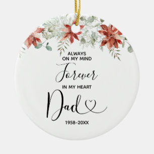 Winter Christmas Floral In Loving Memory of Dad Ceramic Tree Decoration