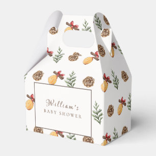 Winter Christmas Flower Pattern Baby Shower Favour Box