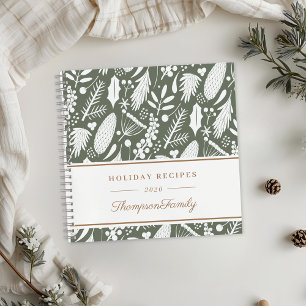 Winter Christmas Foliage Holiday Recipes Notebook