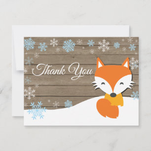 Winter Christmas Fox Blue Thank You Card