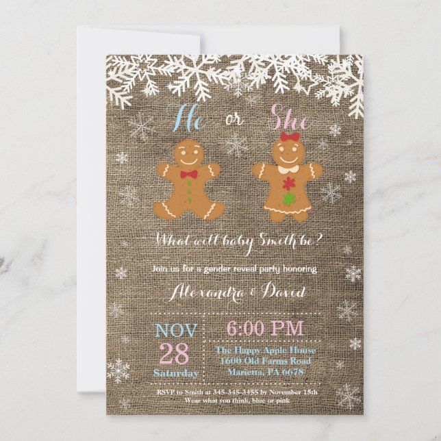 Winter Christmas Gender Reveal Invitation (Front)