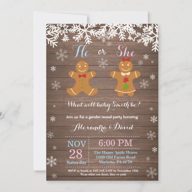 Winter Christmas Gender Reveal Invitation (Front)
