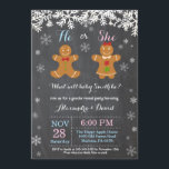Winter Christmas Gender Reveal Invitation<br><div class="desc">Winter Christmas Gender Reveal Invitation. White Snowflake. He or She. Boy or Girl. Pink and Blue. Christmas Holiday Gingerbread Man. Chalkboard Background. Black and White. For further customisation,  please click the "Customise it" button and use our design tool to modify this template.</div>