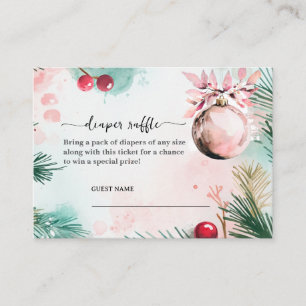 Winter Christmas Girl Baby Shower Diaper Raffle Enclosure Card