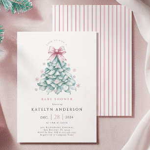 Winter Christmas Girl Baby Shower Invitation