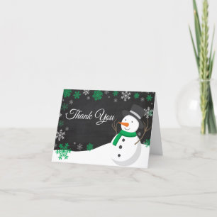 Winter Christmas Green Thank You Card