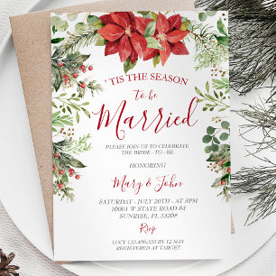  Winter Christmas Greenery Floral Wedding Invitation