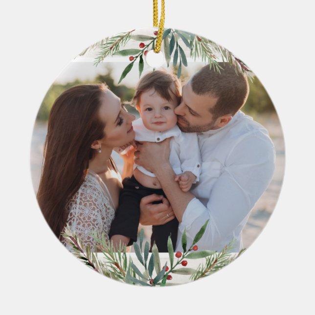 Winter Christmas Greenery Ornament (Front)