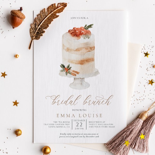 Winter Christmas Holiday Cake Bridal Brunch Invitation (Creator Uploaded)