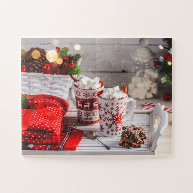 Winter Christmas Holiday Festive Hot Chocolate Mug Jigsaw Puzzle (Horizontal)