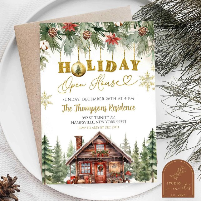 Winter Christmas Holiday Open House Party Invitation (Creator Uploaded)