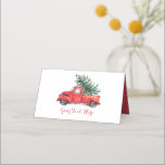 Winter Christmas Holiday Party Red Truck Pine Tree Place Card<br><div class="desc">The design features beautiful illustration a vintage red truck carrying a pine tree. Use the text fields to personalize the card with your wording.</div>