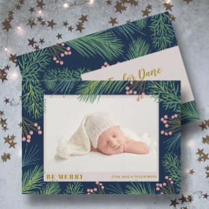 Winter Christmas Holiday Photo Birth Announcements
