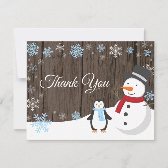 Winter Christmas Holiday Snowflake Thank You card (Front)