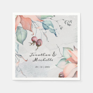 Winter Christmas Holiday Watercolor Wedding Napkin