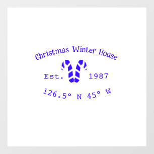 Winter Christmas house blue candy canes est. Year