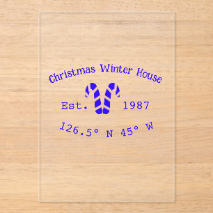 Winter Christmas house blue candy canes est. Year  Acrylic Invitations