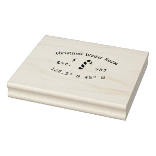 Winter Christmas house blue candy canes est. Year Rubber Stamp