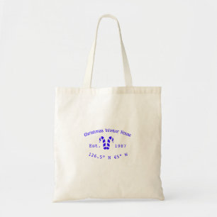 Winter Christmas house blue candy canes est. Year Tote Bag