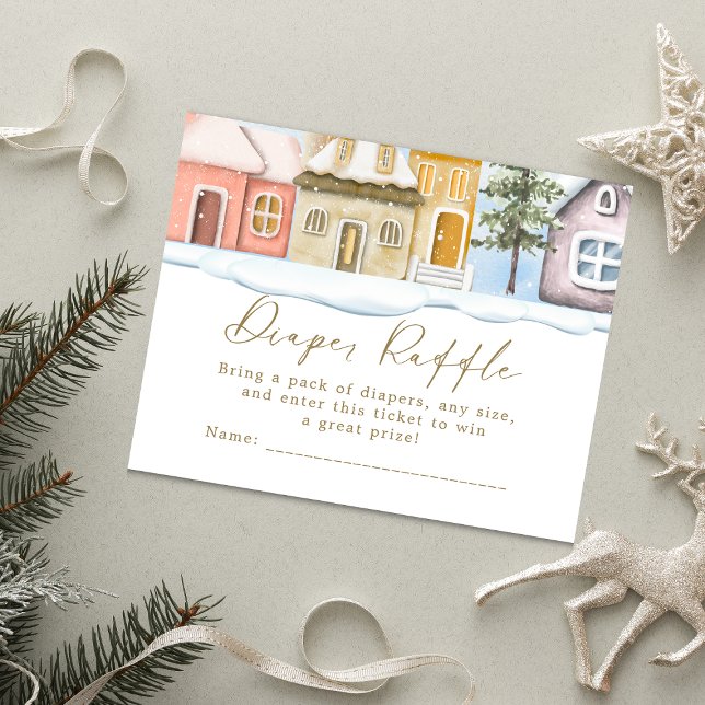 Winter Christmas It takes a Village Baby Shower   Enclosure Card (Creator Uploaded)