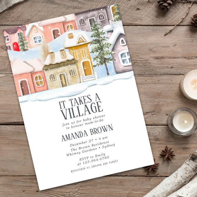Winter Christmas It takes a Village Baby Shower  Invitation (Creator Uploaded)