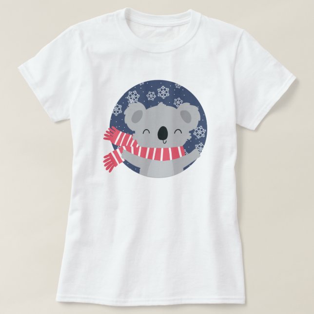Winter Christmas Koala Bear T-Shirt (Design Front)