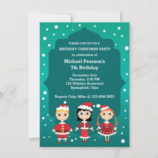 Winter Christmas Little Santas Birthday Invitation (Front)