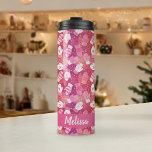 Winter Christmas Mittens Pattern in Pink Thermal Tumbler<br><div class="desc">This novelty pattern design features hand drawn mittens with unique doodled designs on each mitten, perfect for the chilly winter season. Each adorable mitten has snowflakes, hearts, festive stripes, strings and pom poms or petal prints, and are surrounded by snowflake dots. Coloured in a bright and lively colour palette of...</div>
