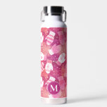 Winter Christmas Mittens Pattern in Pink Water Bottle<br><div class="desc">This novelty pattern design features hand drawn mittens with unique doodled designs on each mitten, perfect for the chilly winter season. Each adorable mitten has snowflakes, hearts, festive stripes, strings and pom poms or petal prints, and are surrounded by snowflake dots. Coloured in a bright and lively colour palette of...</div>