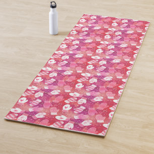 Winter Christmas Mittens Pattern in Pink Yoga Mat