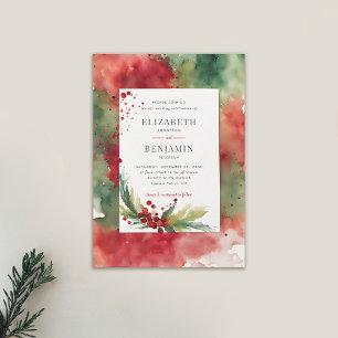Winter Christmas Modern Watercolor Elegant Wedding Invitation