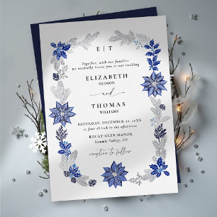 Winter Christmas Navy Blue Botanical Wedding