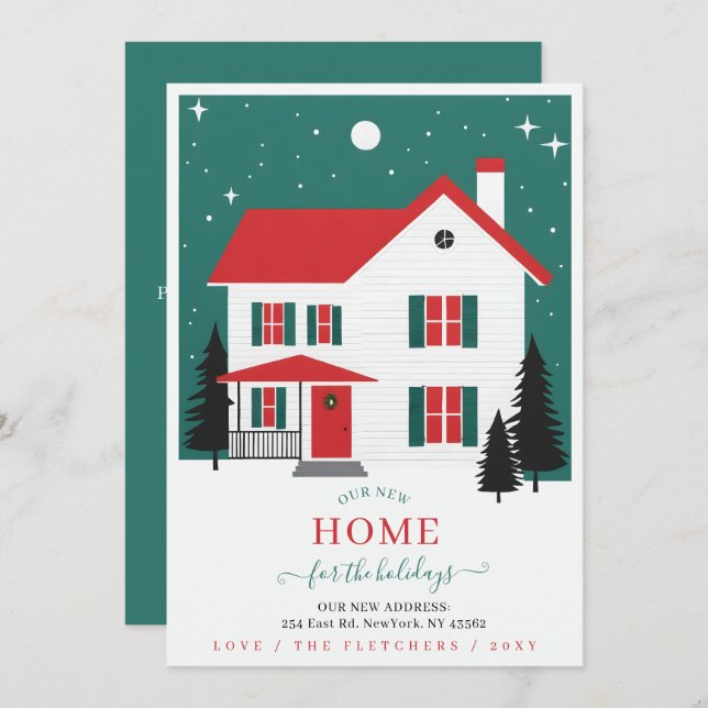 Winter Christmas New Home for Holidays Moving Holiday Card (Front/Back)