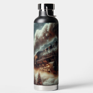 Winter/Christmas night train Water Bottle